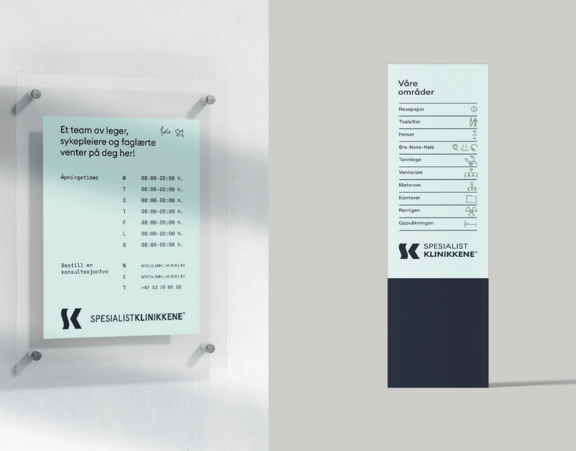 Papelería corporativa para clínica Specialistklinikkene – Brevpapir og visittkort for norsk helseklinikk