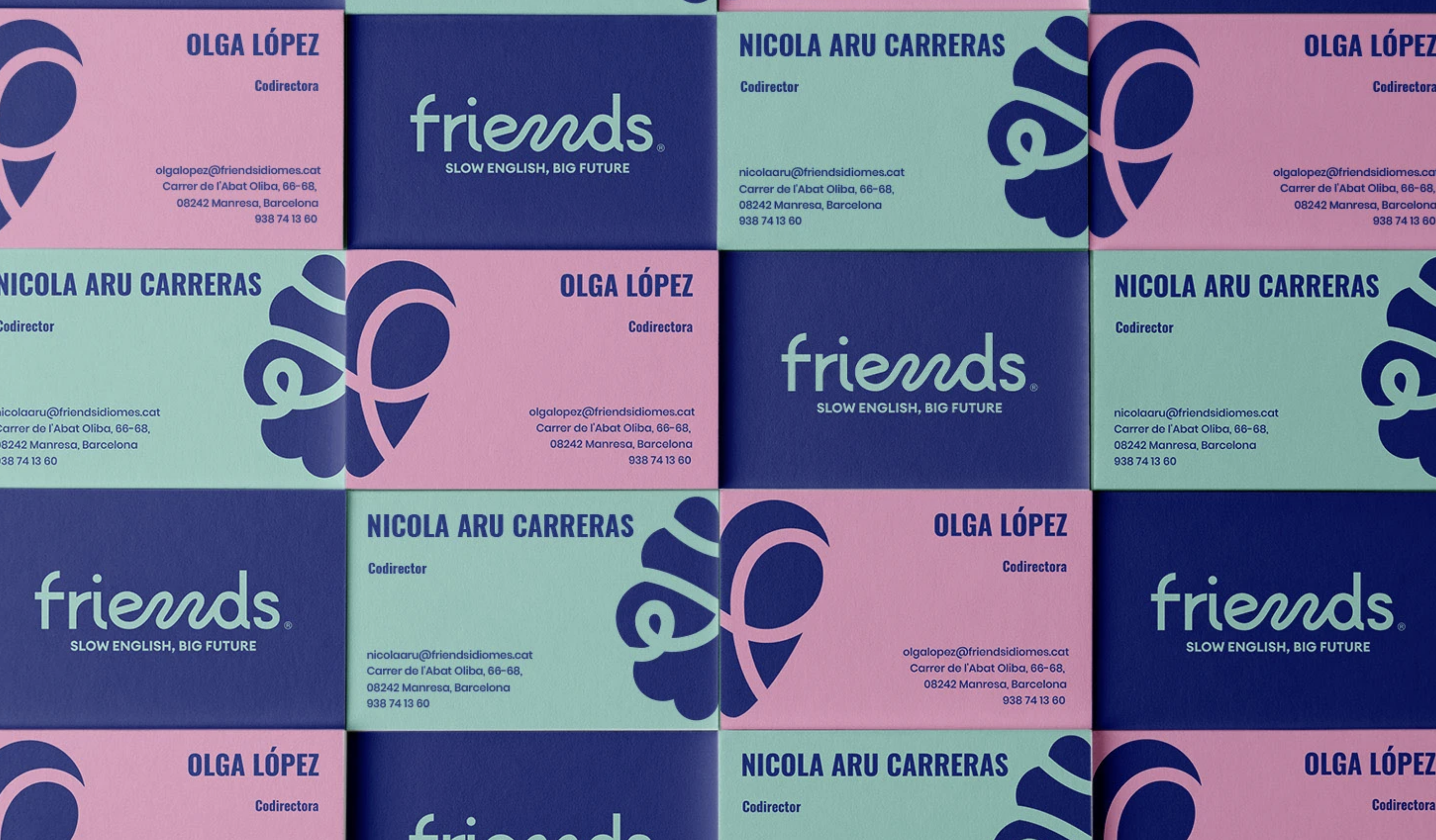 Logotipo para academia de inglés friends en barcelona