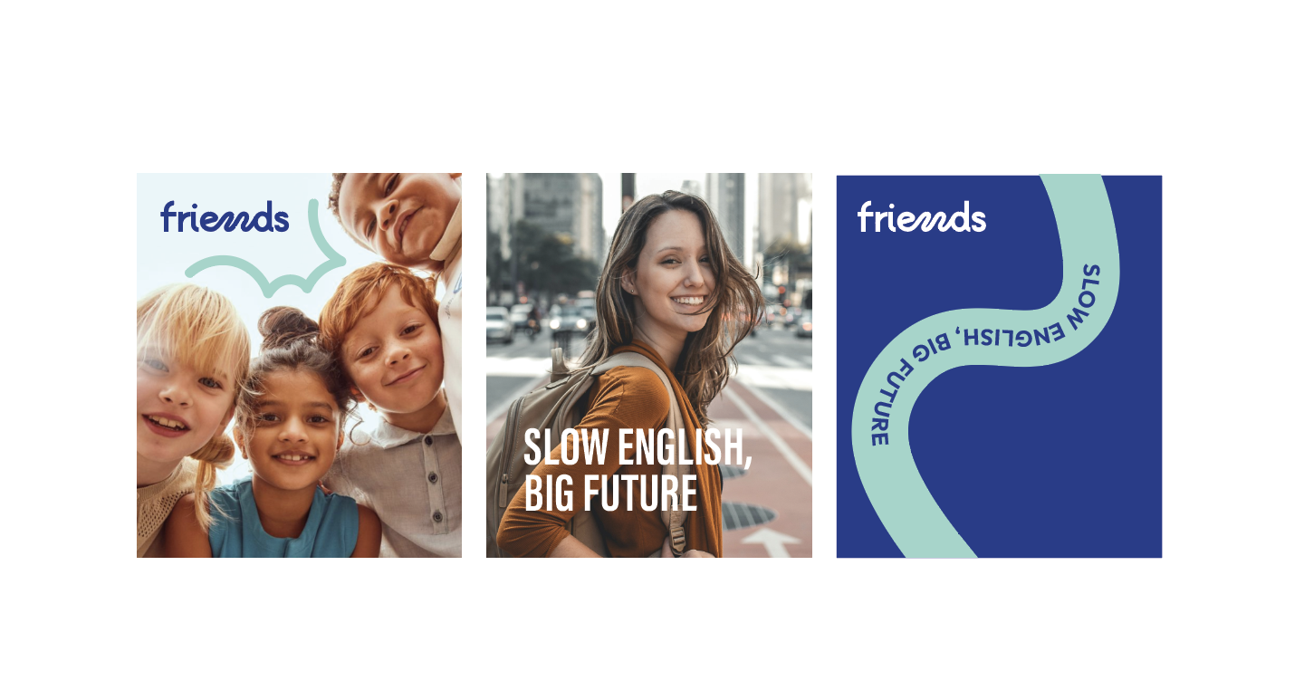 Logotipo para academia de inglés friends en barcelona