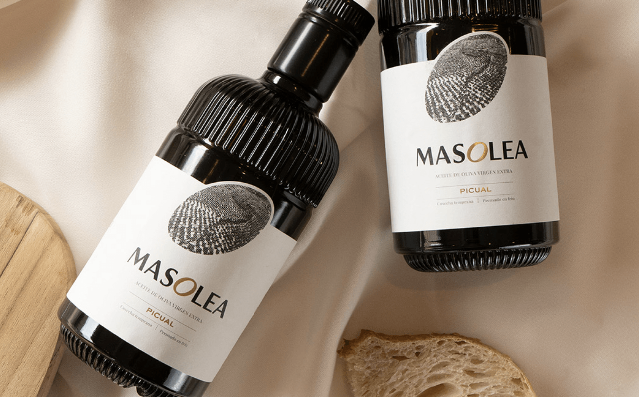 Packaging premium para aceite de oliva virgen extra MASOLEA.